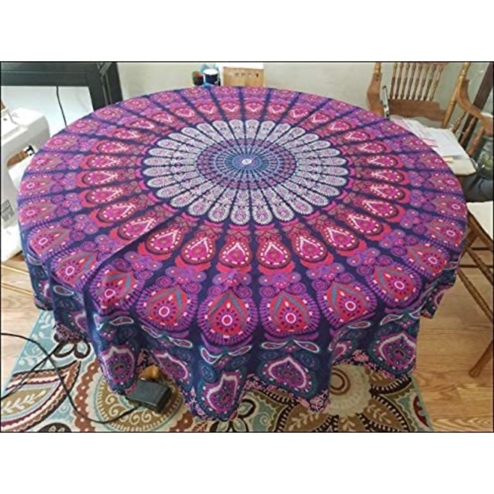 Hippie Boho/Indie Symmetrical Pattern Colorful Table Cover/Yoga/Floor/Patio Mat - Picture 6 of 8